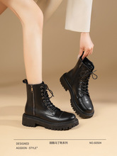 马丁靴女2025新款春秋冬季单靴增高小个子厚底短靴中筒靴黑色英伦