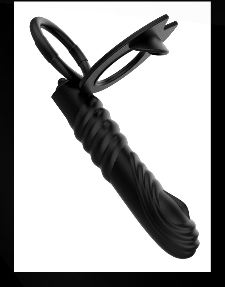 Jiuai Shuanglong Vibrating Ring for Couples, Silicone Manual and Vibration Control, Black — detail image 22