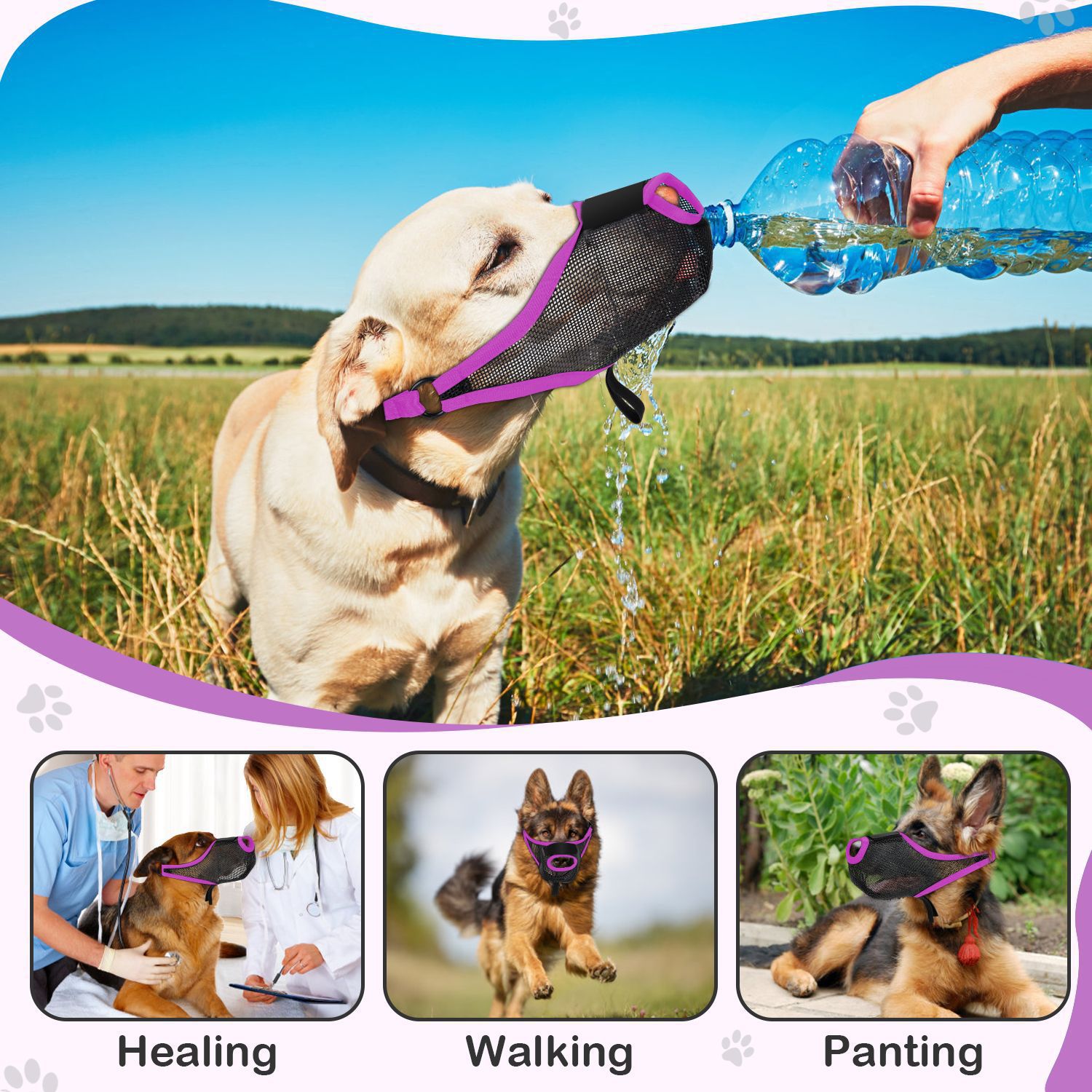 Máscara de boca para mascotas y perros, máscara de boca para evitar la comida, máscara de boca para evitar la llamada, rejilla de respiración para evitar lamer la boca, respiración ligera y portátil