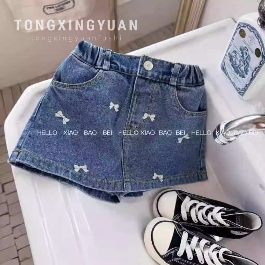 Estrellas de niños de verano niñas de verano arco de bebé de verano femenino estilo extranjero pantalon de ropa de niños jeans delgados