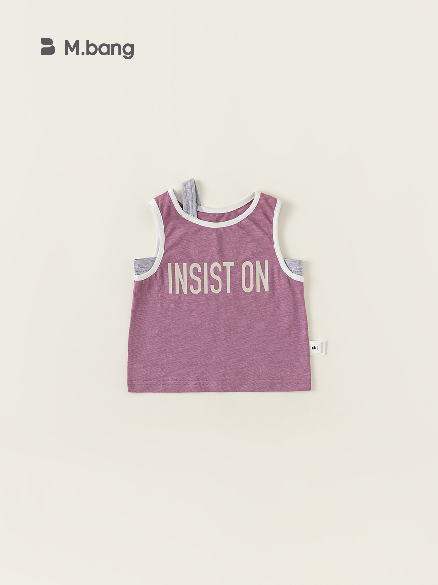 Youbao Ropa para niños Camiseta sin mangas para niños Falsa de dos piezas Chaleco de contraste Ropa de verano casual Chaleco de niña