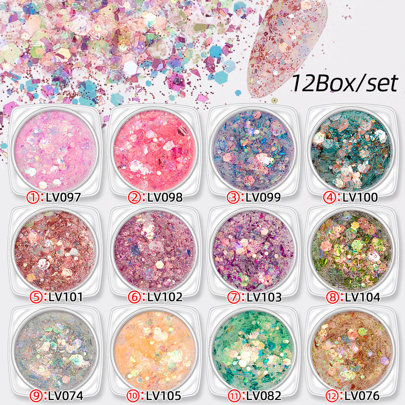 Flash nail art gold foil paper fragments chameleon sequins glitter polarized European foil powder Aurora magic mirror powder brocade powder