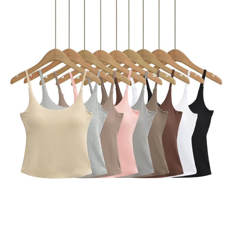 Women's sports camisole 2026 summer new style, suitable for both inner and outer wear, basic design with chest pads, stylish back design, trendy top Women's sports camisole 2026 summer new style, suitable for both inner and outer wear, basic design with chest pads, stylish back design, trendy top