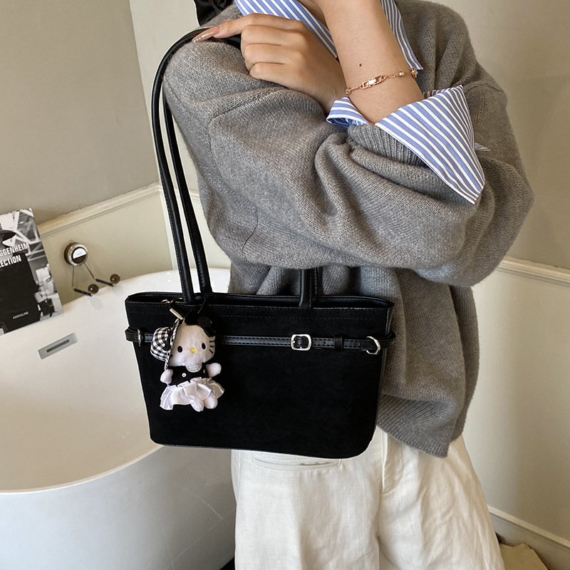 Otoño y invierno retro gamuz de hombro bolso de brazo para mujeres de viaje versátil bolso de mano simple 2025 nuevo bolso