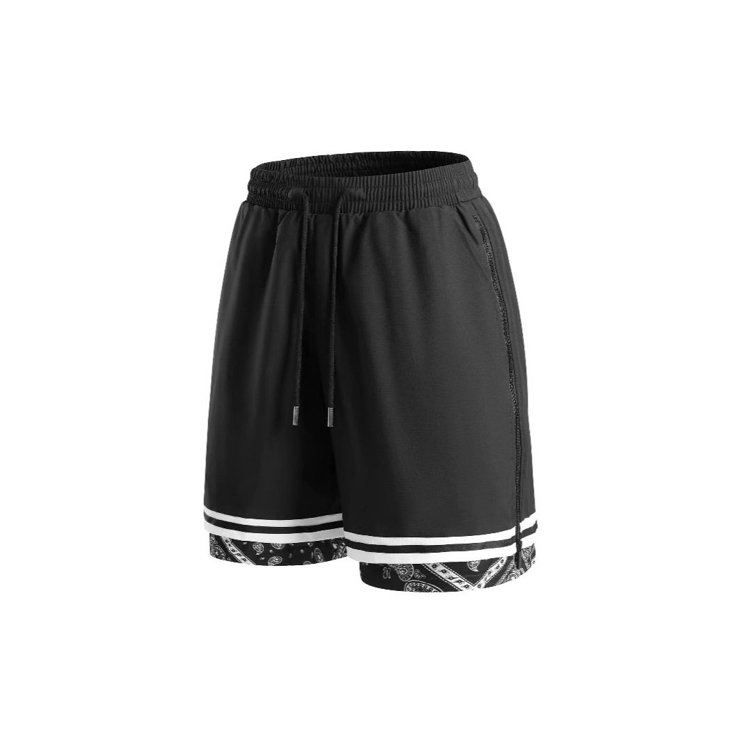 Summer Lined Sports Shorts Men's Thin Cashew Flower Casual Beach Pants Running Fitness Quick-drying Outdoor Pants