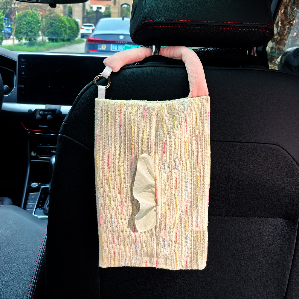 Creativa pequeña tela de viento fragante cargada servilletas caja de servilletas para automóviles colgantes caja de servilletas ajustable servilletas image 17