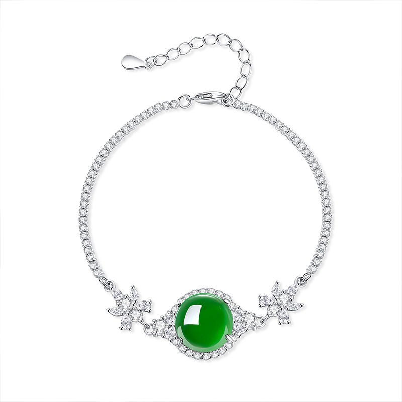 Venta directa de fábrica S925 plata con incrustaciones de alta calcedonia de hielo natural Pulsera mágica de estrella Estilo simple femenino Anillo de ágata Estilo en vivo