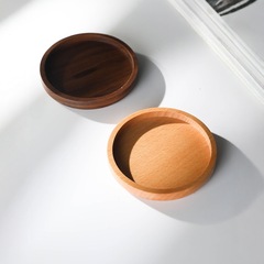 無垢材コースター、茶托、丸型滑り止めカップマット、クリエイティブなコーヒーカップマット、断熱家庭用木製茶托、茶器
