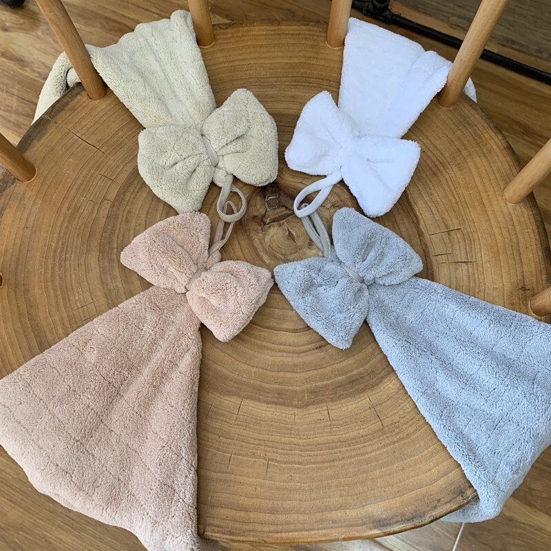 New Cute Household Hand Towel, High-Looking Absorbent Towel, Coral Velvet Cartoon Bow Hand Towel, Thickened