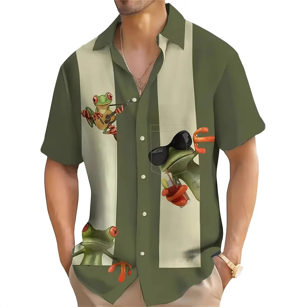 2024 verano nuevo estilo personalidad moda casual todo fósforo fresco y guapo letras camisa de manga corta a rayas MB1