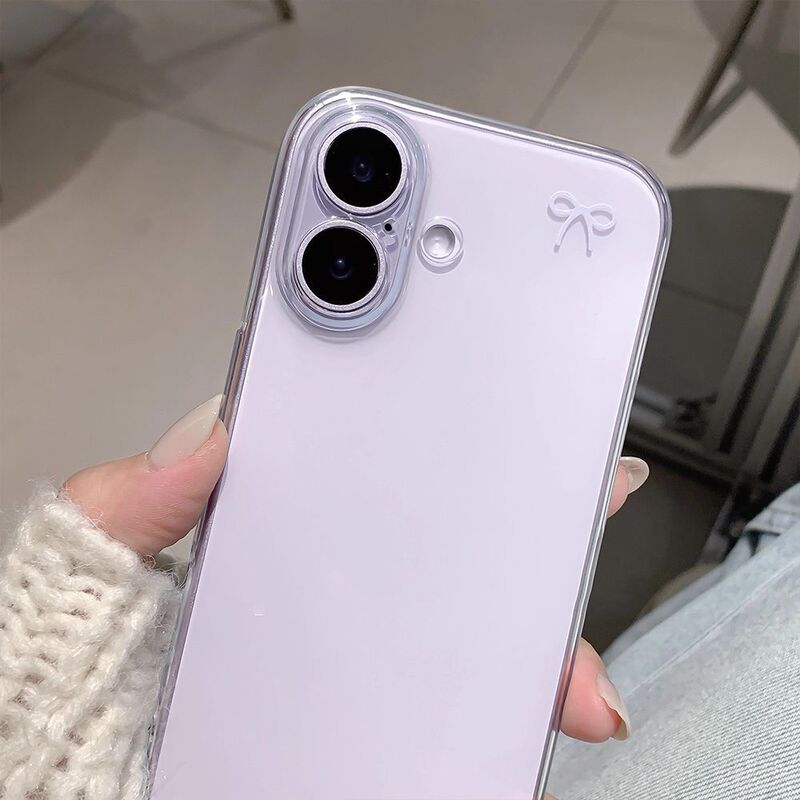 Light Purple Mini Bow Suitable for 17Promax 16 15Pro Phone Case 14 13 12 Large Hole 11 Soft