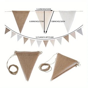 in stock supply Christmas 12 4 color imitation linen pennant wedding party decoration DIY flower banner