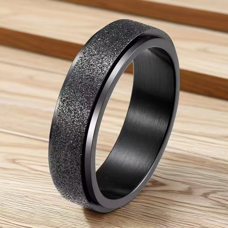 Anillo de acero inoxidable que no se desvanece ins moda masculina giratoria anillo de acero de titanio de nicho frío de los hombres liso