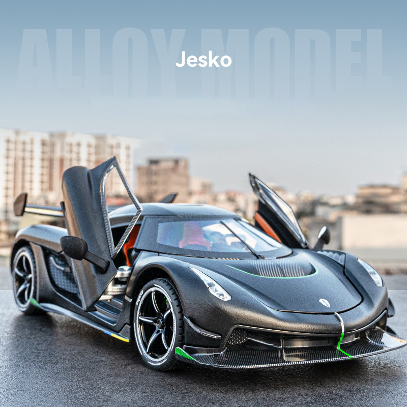 Car 1:24 Coney SEG Jesko Super running sound and light pull back car children's toy car simulation alloy car model