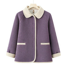 妈妈冬装外套加绒加厚羊羔绒大衣中老年秋冬季大码皮毛一体上衣女