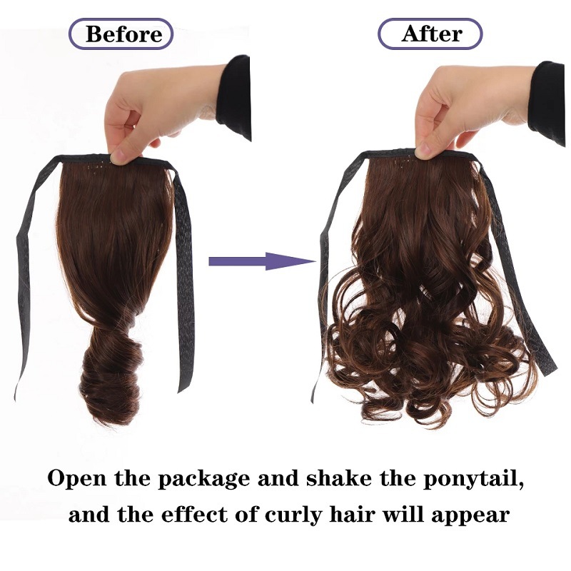 Synthetic hair Horsetail wig strap micro curly short hair high ponytail drawstring Curly Ponytail_voghion.com