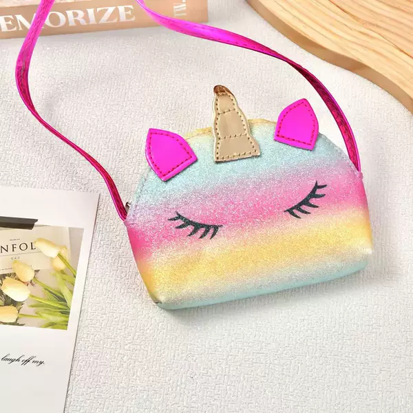 Children's Unicorn Handbag Rainbow Shiny Little Girl Shoulder Bag Cute Cartoon Girls' Coin Purse Wholesale