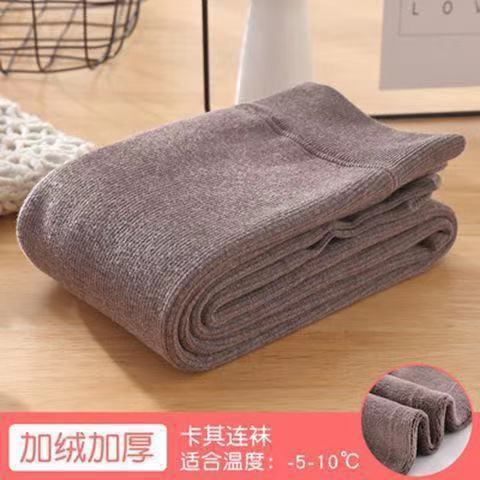 女の子の一体の毛の底のズボンとベルベットの厚い秋冬の大きい子供の縦の条のズボンの靴下の赤ちゃんの厚い毛の外は洋風を着ます。