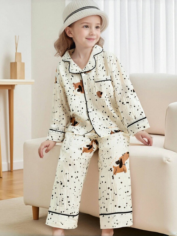子供用パジャマ、クラスA純綿空調服、男の子と女の子の四季長袖ズボン、綿ガーゼスーツ、ベビーホーム服|undefined