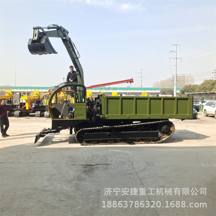 钢制履带随车挖 全地形自装卸履带运输车 10吨重型履带随车挖机