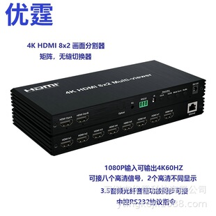 Youting HDMI Matrix 8-in 2-out Seamless Switcher 8-picture Splitter with Fiber Headset Audio Splitter