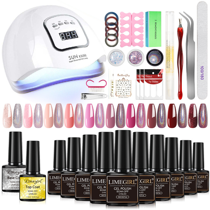 10 Unids Esmalte de Uñas traje de pegamento herramientas de uñas conjunto completo X5 X3 lámpara de sellado capa de pegamento inferior conjunto completo transfronterizo exclusivo para en stock