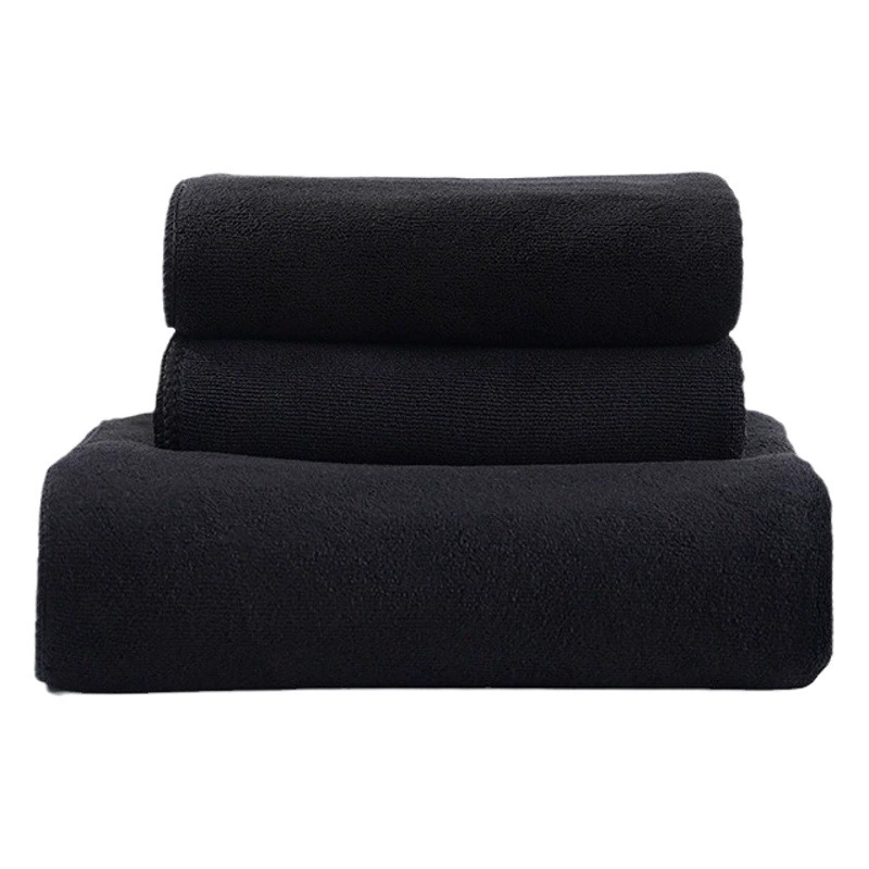 Производитель оптом продает махровые полотенца из тонкого волокна: впитывающие, мягкие, без ворса, утолщенные банные полотенца для домашнего использования, черные полотенца доступны для дропшиппинга.