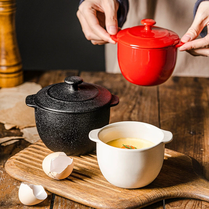 LePantry双耳小炖盅陶瓷烤碗蒸蛋碗带盖加深甜品蒸鸡蛋羹汤碗