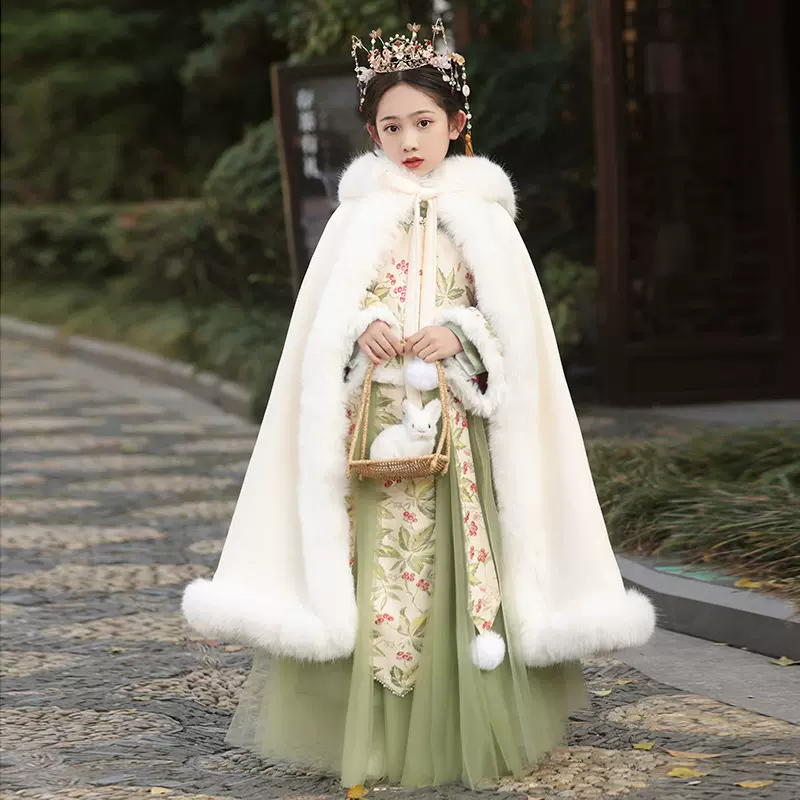 女童汉服2025冬款加绒加厚超仙中国风古装演出服小女孩唐装拜年服