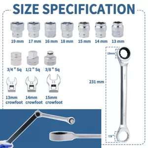 15-Piece Set of Automotive Engine Belt Adjustable Wrenches, Pulley Disassembly and Assembly Tools, Tensioning Tools, and Specialized Auto Repair Tools