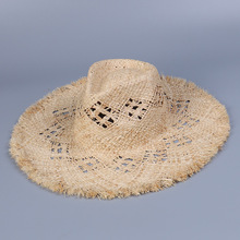 拉菲草草帽女士夏季度假旅游防晒太阳帽加大帽檐遮阳帽爵士帽