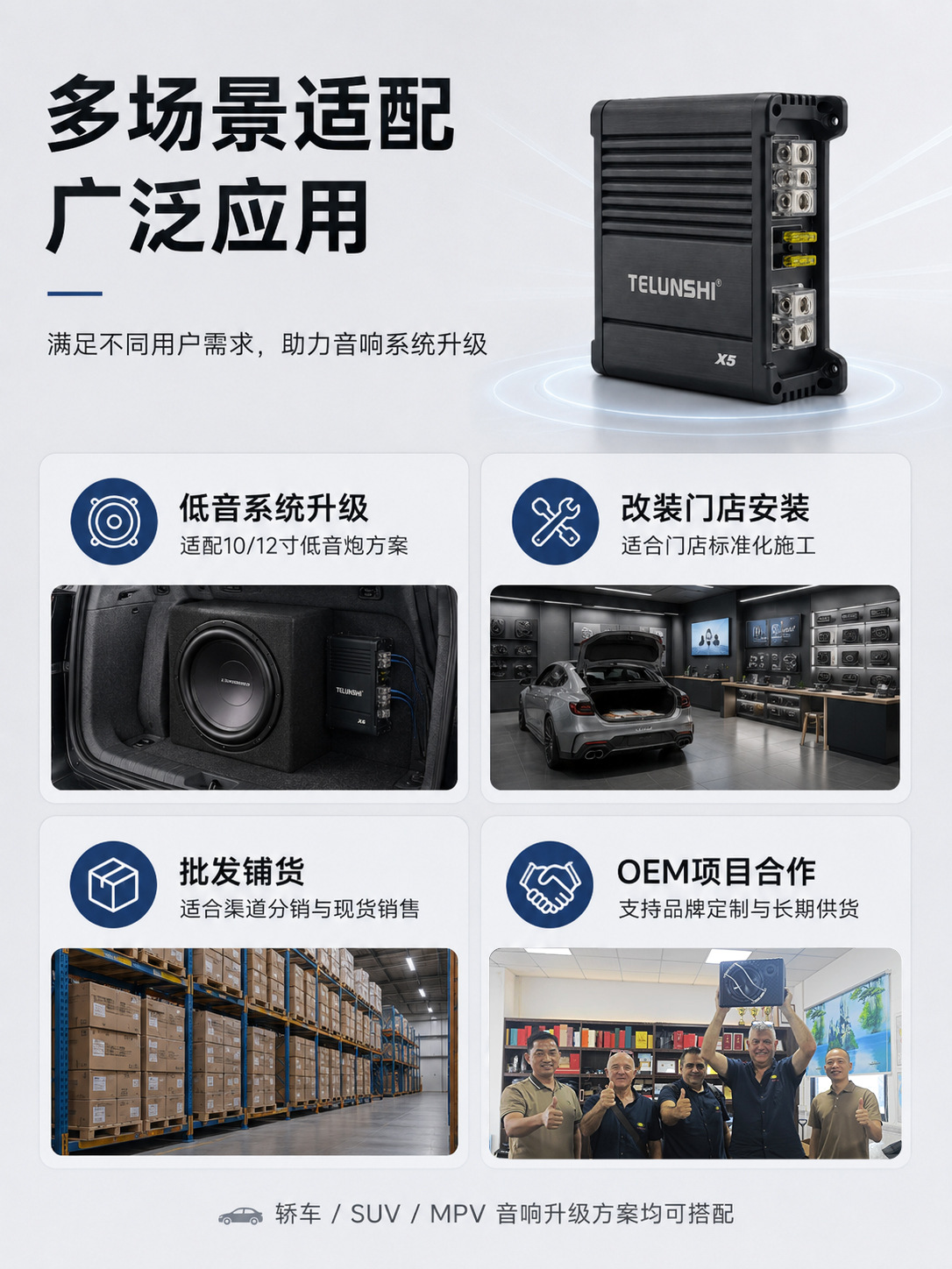 Source Factory Class D Single-Channel Car Amplifier, In-Car High-Power Subwoofer Amplifier, Car Audio Modification Oem