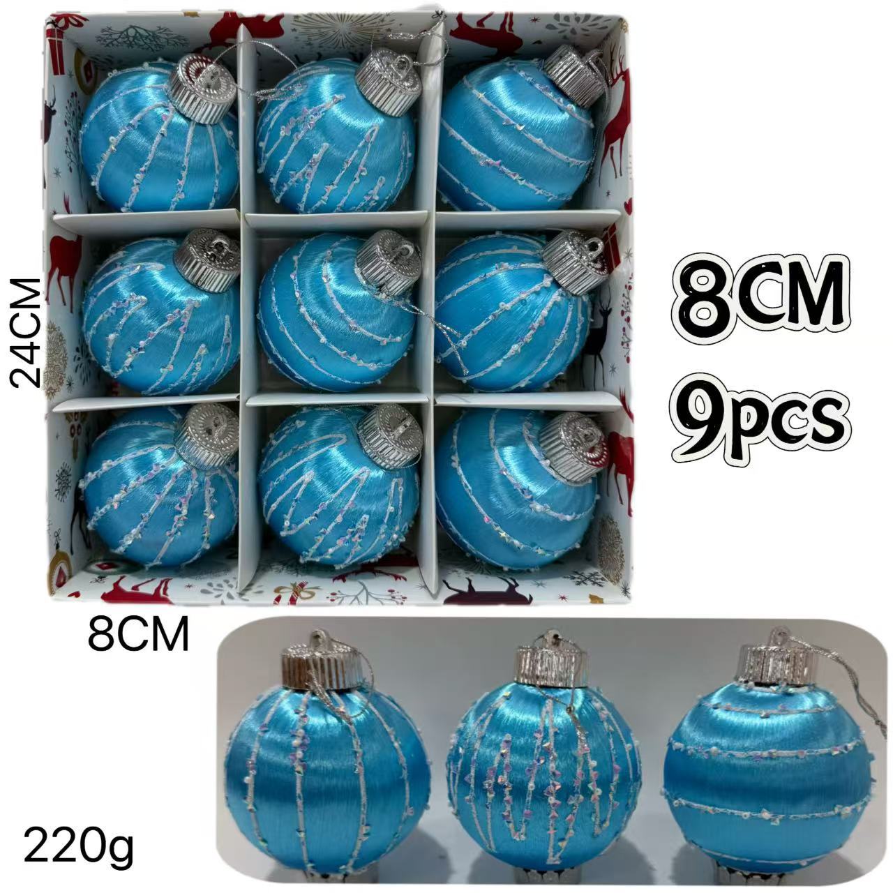 Nuevos bolas de Navidad transfronterizas 8cm / 9pcs decoraciones de árbol de Navidad colgante decoración de Navidad diseño de escena image 23