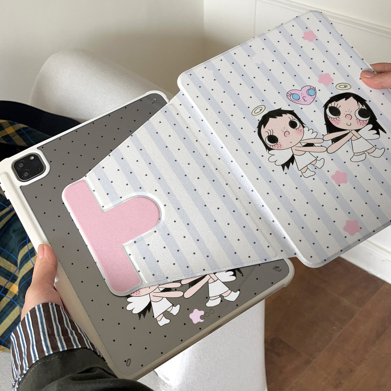 Polka Dot Stripe Little Jade Rotating Case for iPad Air6, Cute Mini Non-Slip Pro11 Protective Cover Polka Dot Stripe Little Jade Rotating Case for iPad Air6, Cute Mini Non-Slip Pro11 Protective Cover