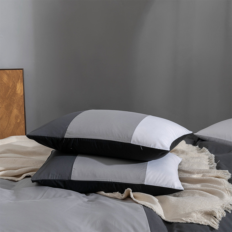 Bettwäsche, einfaches, einfarbiges, mattes Spleißen, dreiteiliges Bettbezug-Set_voghion.com