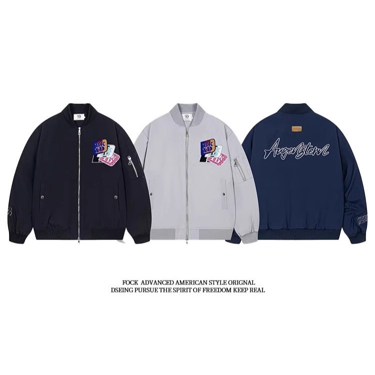 American-style High Street Personality Velcro Embroidered Baseball Suit Student Couple Bomber Jacket All-match Trendy Brand Jacket