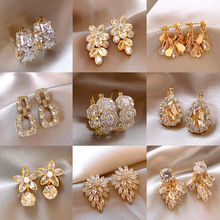 新款微镶锆石流苏耳环简约轻奢高级感耳钉复古气质百搭耳扣耳饰品