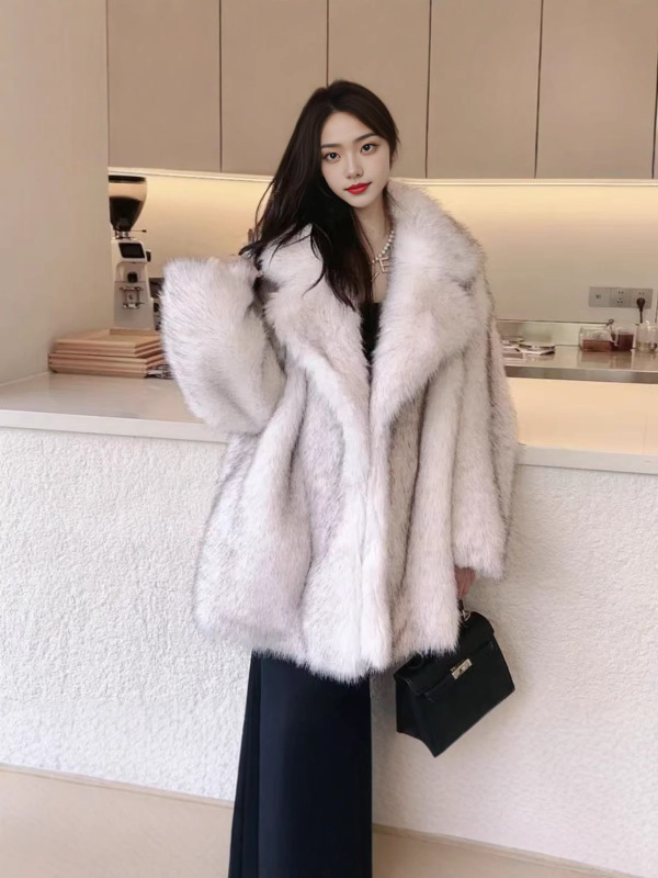 2025新款皮毛一体外套女高级感加厚仿狐狸毛高档显瘦气质外套外套|undefined
