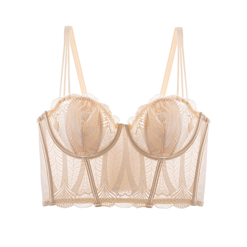 Belleza espalda ropa interior orejas de conejo sujetador espina de pescado pecho grande adelgazamiento ropa interior delgada anti-flacidez encaje francés ropa interior