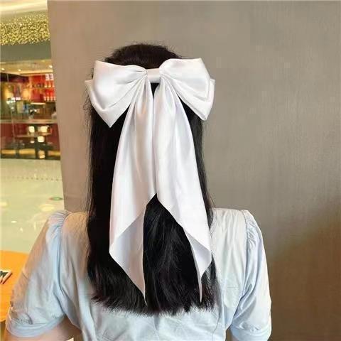 クロスボーダーの髪飾りの大きいサイズのレトロな長いリボンのヘアピンの多色の三角タオルの赤いリボンのスプリングクリップ|undefined
