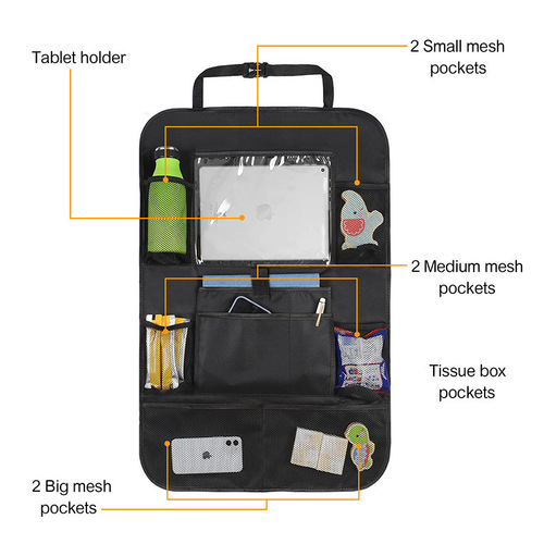 Car seat back storage bag, multi-functional car rear seat back organizer, in-car hanging bag, rear seat decoration