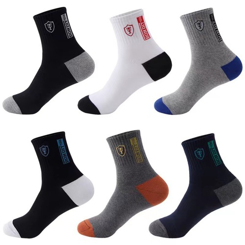 New men's mid-calf socks anti-odor, sweat-absorbent, all-season cotton socks, Korean-style trendy, versatile, autumn and winter men's socks, sports socks