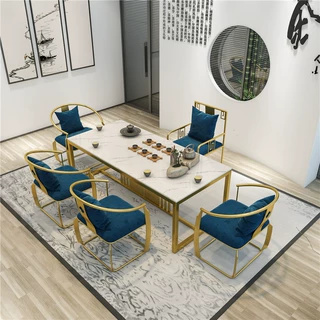 新中式茶桌椅组合轻奢泡茶桌简约功夫茶桌现代办公茶几大理石茶台