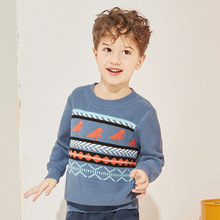 特價處理兒童毛衣男童針織衫寶寶圓領線衣韓版卡通恐龍排排站毛衫