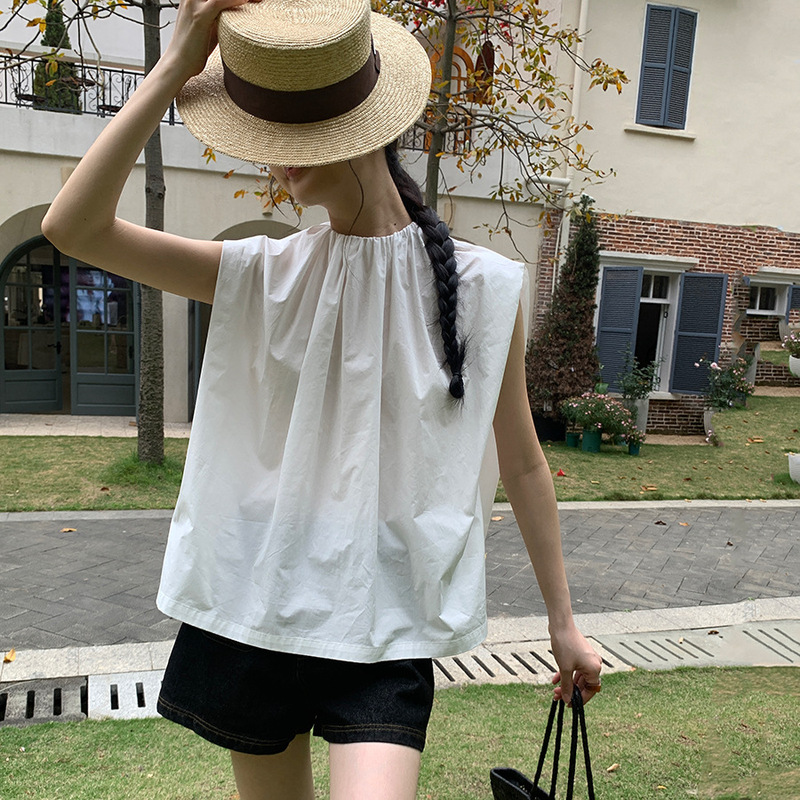 【Special Price, No Returns or Exchanges】Original Price 99 Yuan, Green Round Neck Drop Shoulder Puff Sleeve Women's Summer Top 250393