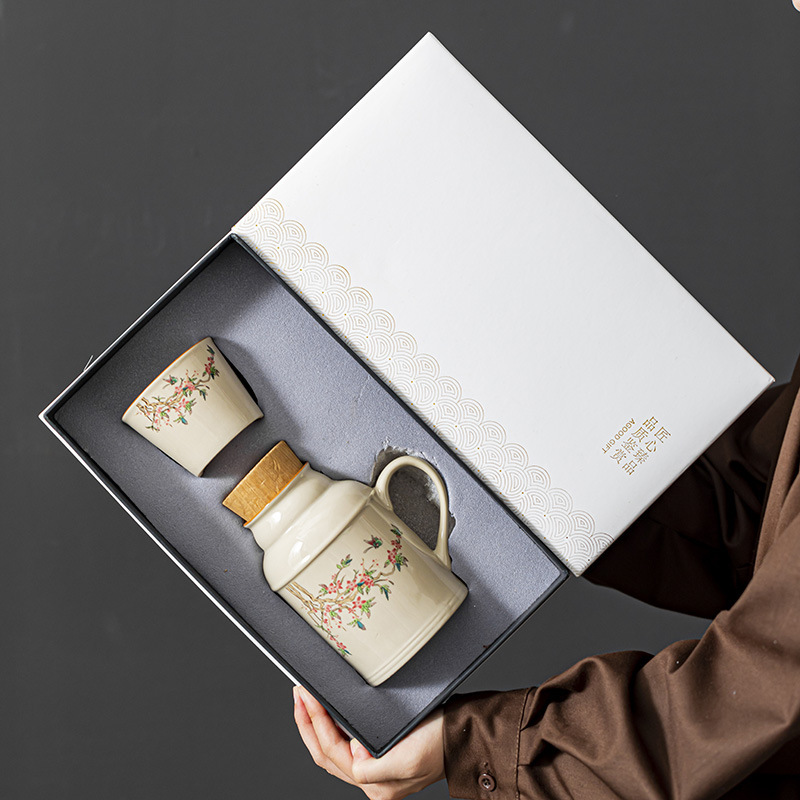 Ruyao Wanhua pequeña olla caliente doméstica con taza de marca de tapa de gran capacidad de cerámica de mano caliente de oficina tetera taza de té