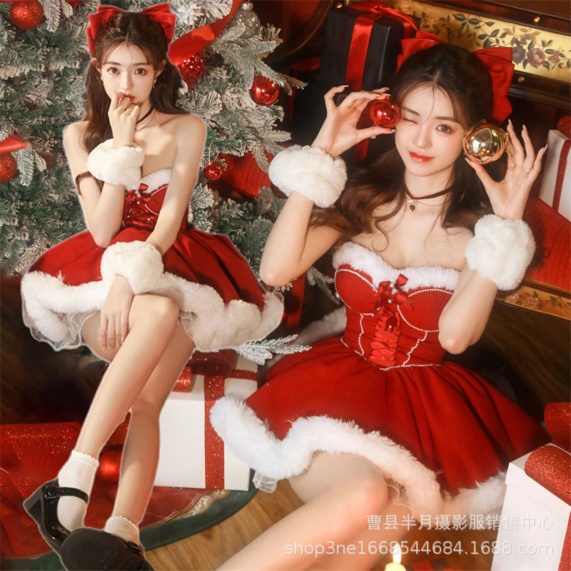 Studio autumn and winter New Christmas theme clothing Barbie princess dress Christmas New Year photo art photo dress