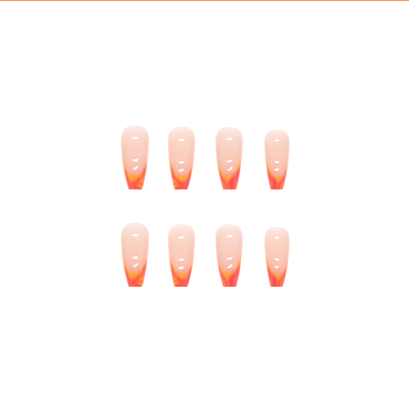 Medium length halo dyed French style edge press on nails powder translucent nail patch_voghion.com