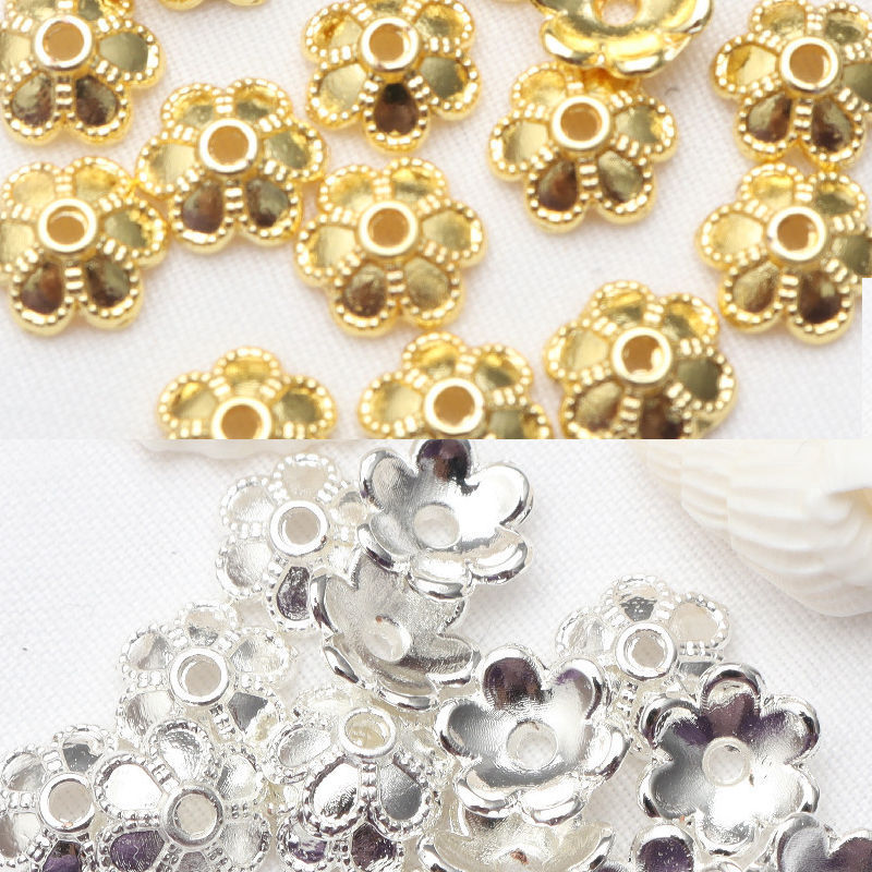 6mm花托配件合金保色镂空花瓣diy手链品配饰隔珠隔片串珠花帽材料