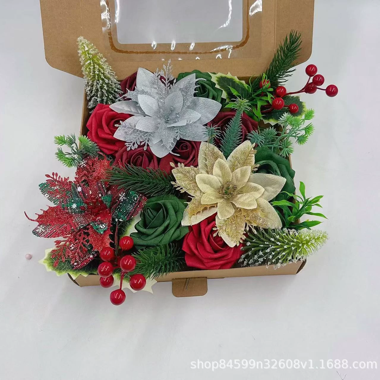 2024 Amazon imitation boxed flower European wedding bride bouquet wedding favors flower box DIY bouquet